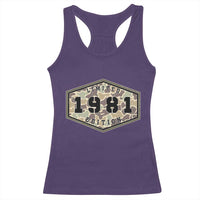 45th Birthday Hunting Racerback Tank Top 1981 Limited Edition Vintage Camouflage Gifts For Turning 45