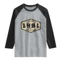 45th Birthday Hunting Raglan Shirt 1981 Limited Edition Vintage Camouflage Gifts For Turning 45