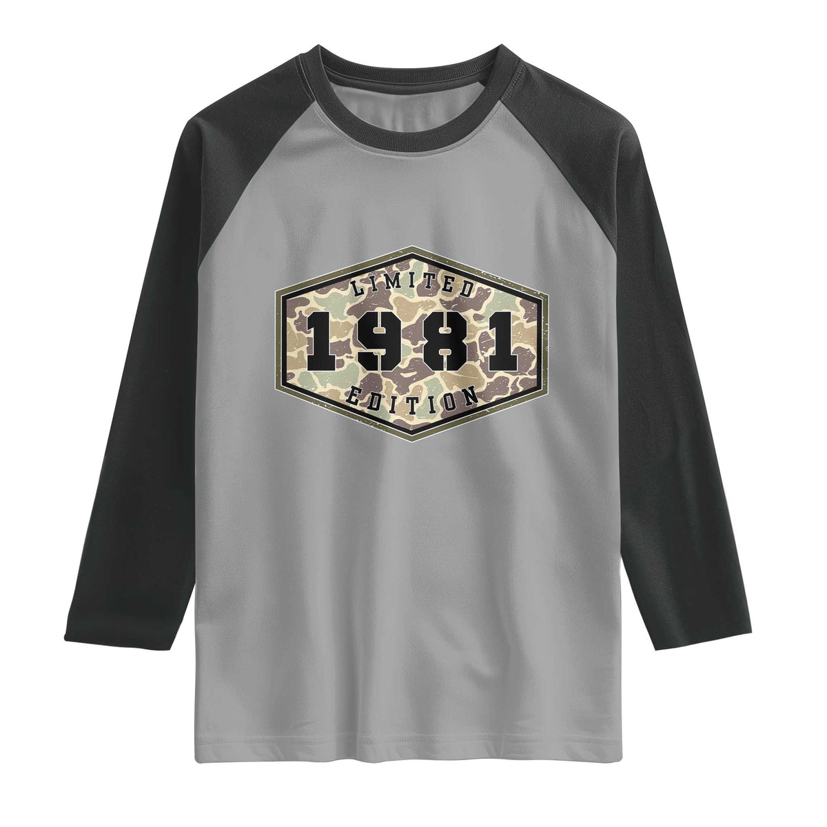 45th Birthday Hunting Raglan Shirt 1981 Limited Edition Vintage Camouflage Gifts For Turning 45