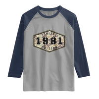 45th Birthday Hunting Raglan Shirt 1981 Limited Edition Vintage Camouflage Gifts For Turning 45