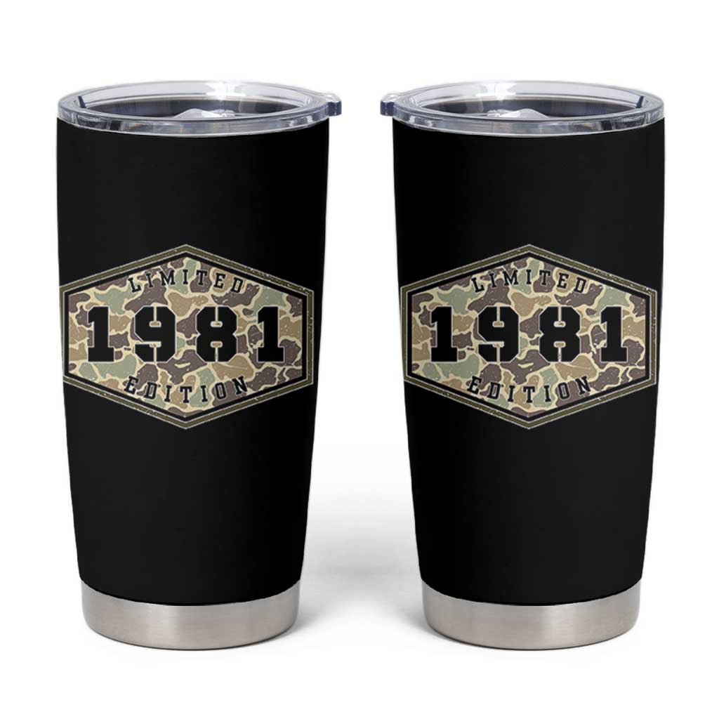 45th Birthday Hunting Tumbler Cup 1981 Limited Edition Vintage Camouflage Gifts For Turning 45