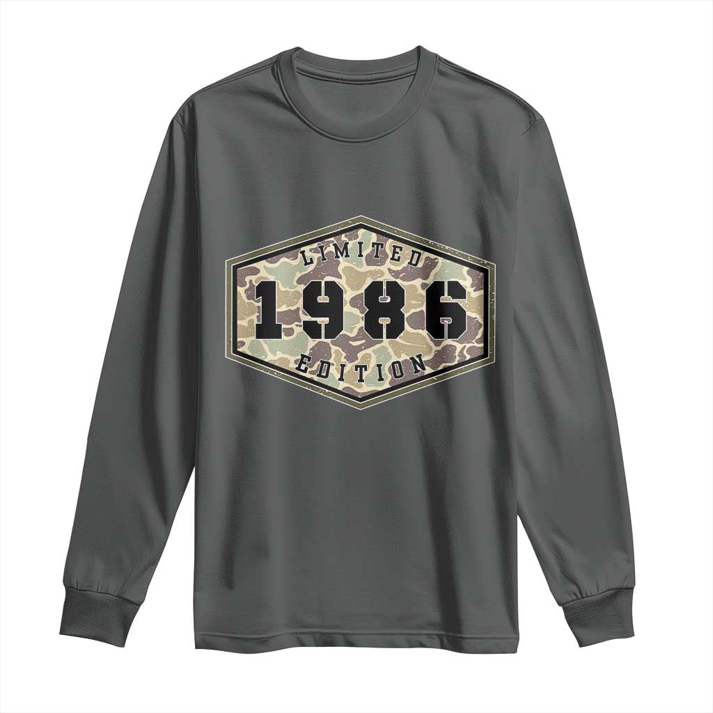 40th Birthday Hunting Long Sleeve Shirt 1986 Limited Edition Vintage Camouflage Gifts For Turning 40