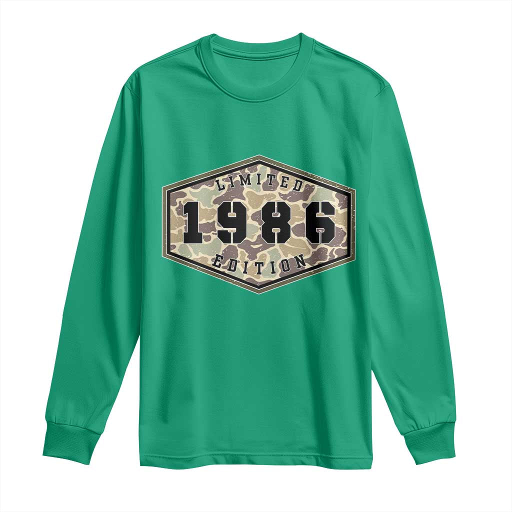 40th Birthday Hunting Long Sleeve Shirt 1986 Limited Edition Vintage Camouflage Gifts For Turning 40