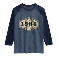 40th Birthday Hunting Raglan Shirt 1986 Limited Edition Vintage Camouflage Gifts For Turning 40
