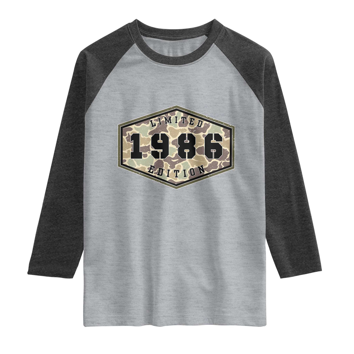 40th Birthday Hunting Raglan Shirt 1986 Limited Edition Vintage Camouflage Gifts For Turning 40