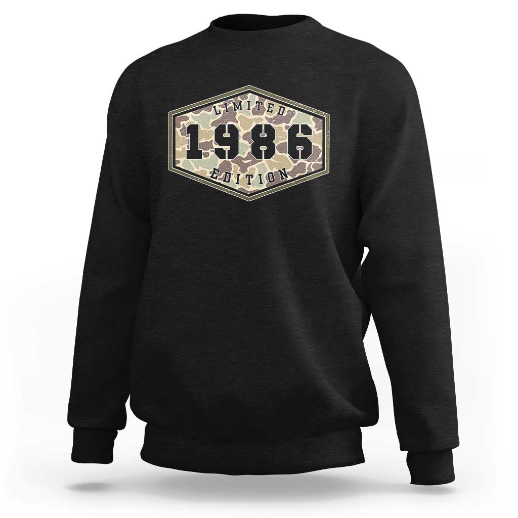 40th Birthday Hunting Sweatshirt 1986 Limited Edition Vintage Camouflage Gifts For Turning 40