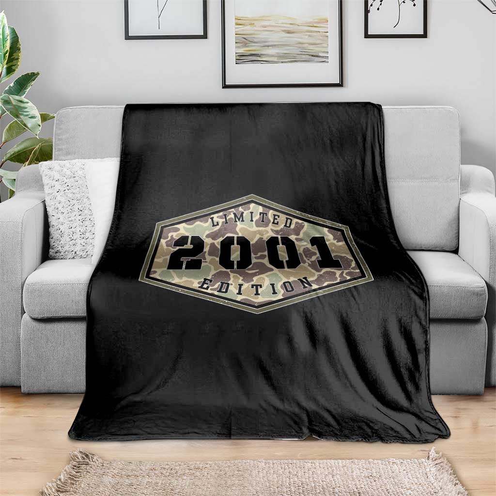 25th Birthday Hunting Throw Blanket 2001 Limited Edition Vintage Camouflage Gifts For Turning 25