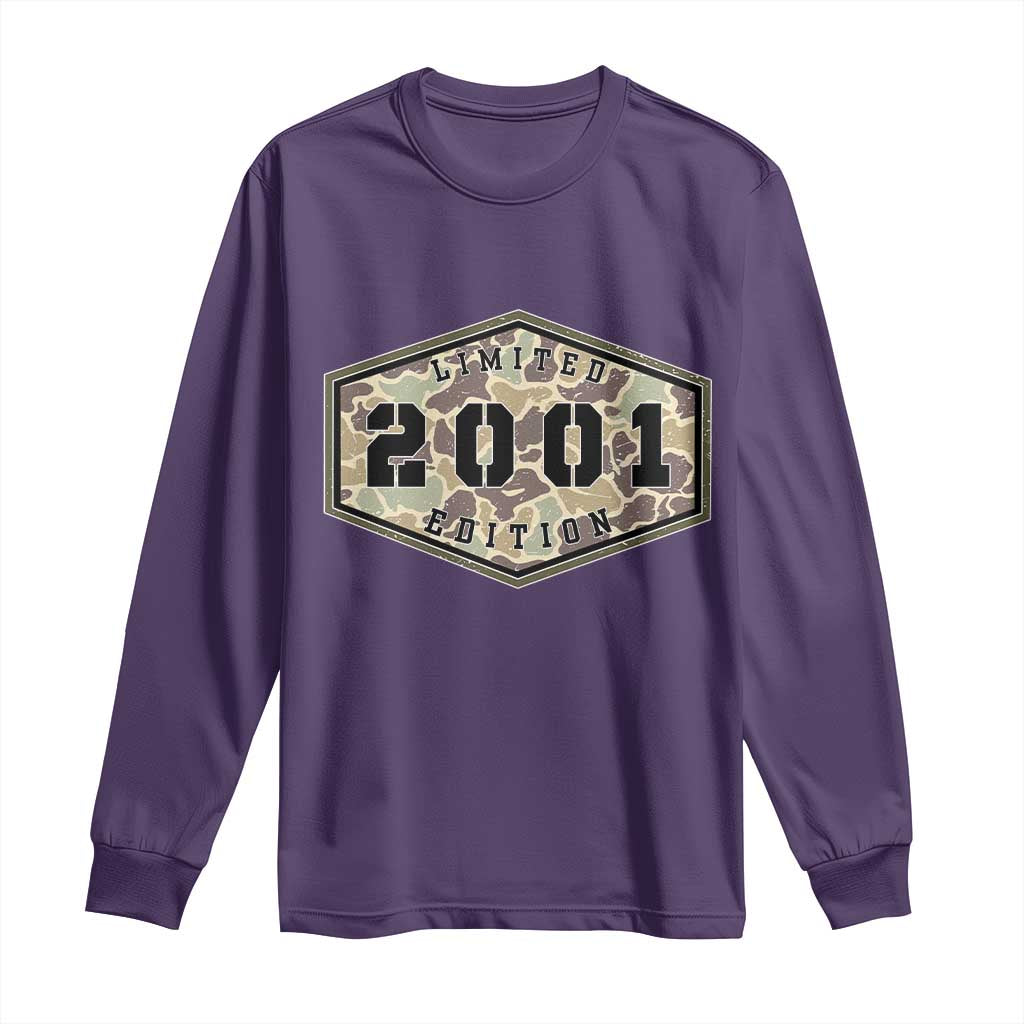 25th Birthday Hunting Long Sleeve Shirt 2001 Limited Edition Vintage Camouflage Gifts For Turning 25