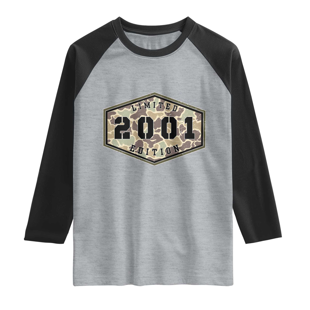25th Birthday Hunting Raglan Shirt 2001 Limited Edition Vintage Camouflage Gifts For Turning 25