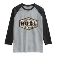 25th Birthday Hunting Raglan Shirt 2001 Limited Edition Vintage Camouflage Gifts For Turning 25