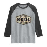 25th Birthday Hunting Raglan Shirt 2001 Limited Edition Vintage Camouflage Gifts For Turning 25