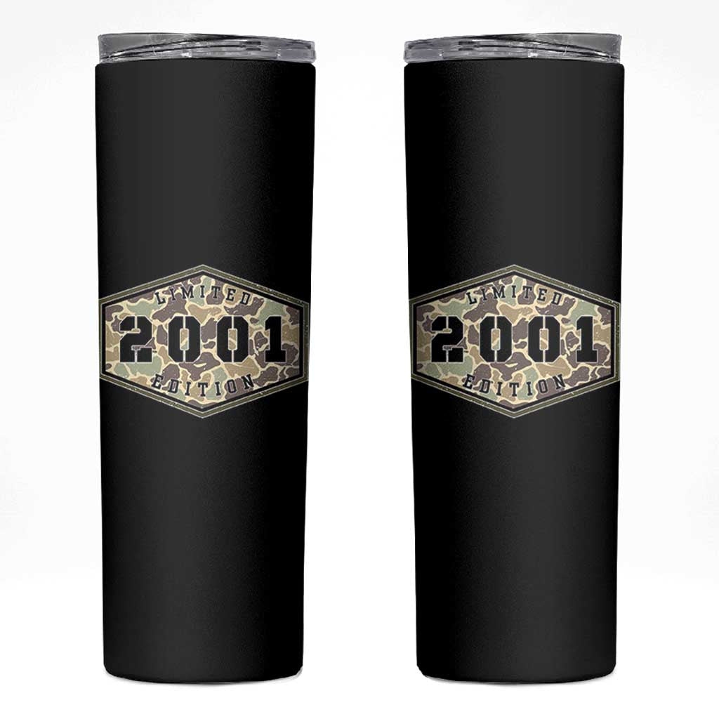 25th Birthday Hunting Skinny Tumbler 2001 Limited Edition Vintage Camouflage Gifts For Turning 25