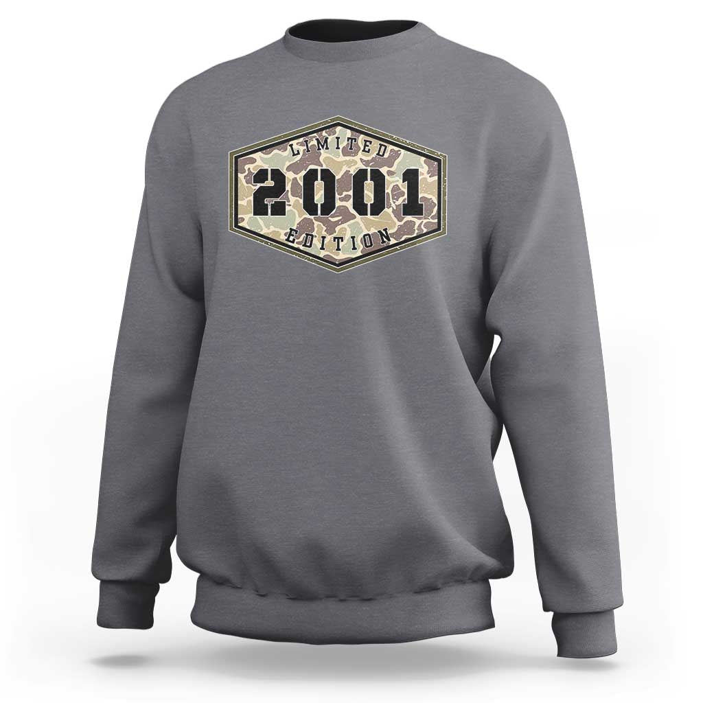 25th Birthday Hunting Sweatshirt 2001 Limited Edition Vintage Camouflage Gifts For Turning 25