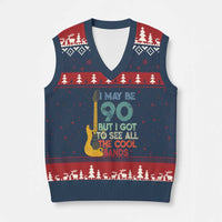 Funny 90th Birthday 80s Rock Lover V-Neck Knit Sweater Vest I May Be 90 But I Got To See All The Cool Bands