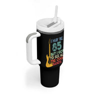 Funny 85th Birthday 80s Rock Lover Tumbler With Handle I May Be 85 But I Got To See All The Cool Bands