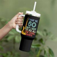 Funny 80th Birthday 80s Rock Lover Tumbler With Handle I May Be 80 But I Got To See All The Cool Bands