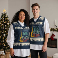 Funny 65th Birthday 80s Rock Lover V-Neck Knit Sweater Vest I May Be 65 But I Got To See All The Cool Bands