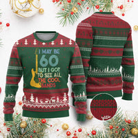 Funny 60th Birthday 80s Rock Lover Ugly Christmas Sweater I May Be 60 But I Got To See All The Cool Bands