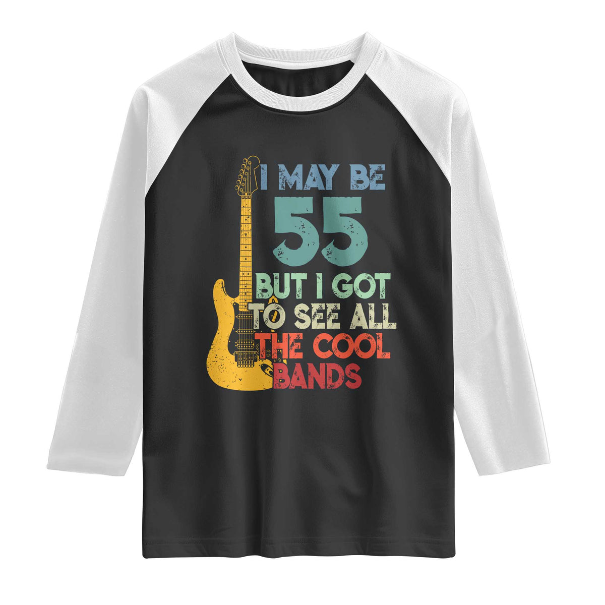 Funny 55th Birthday 80s Rock Lover Raglan Shirt I May Be 55 But I Got To See All The Cool Bands