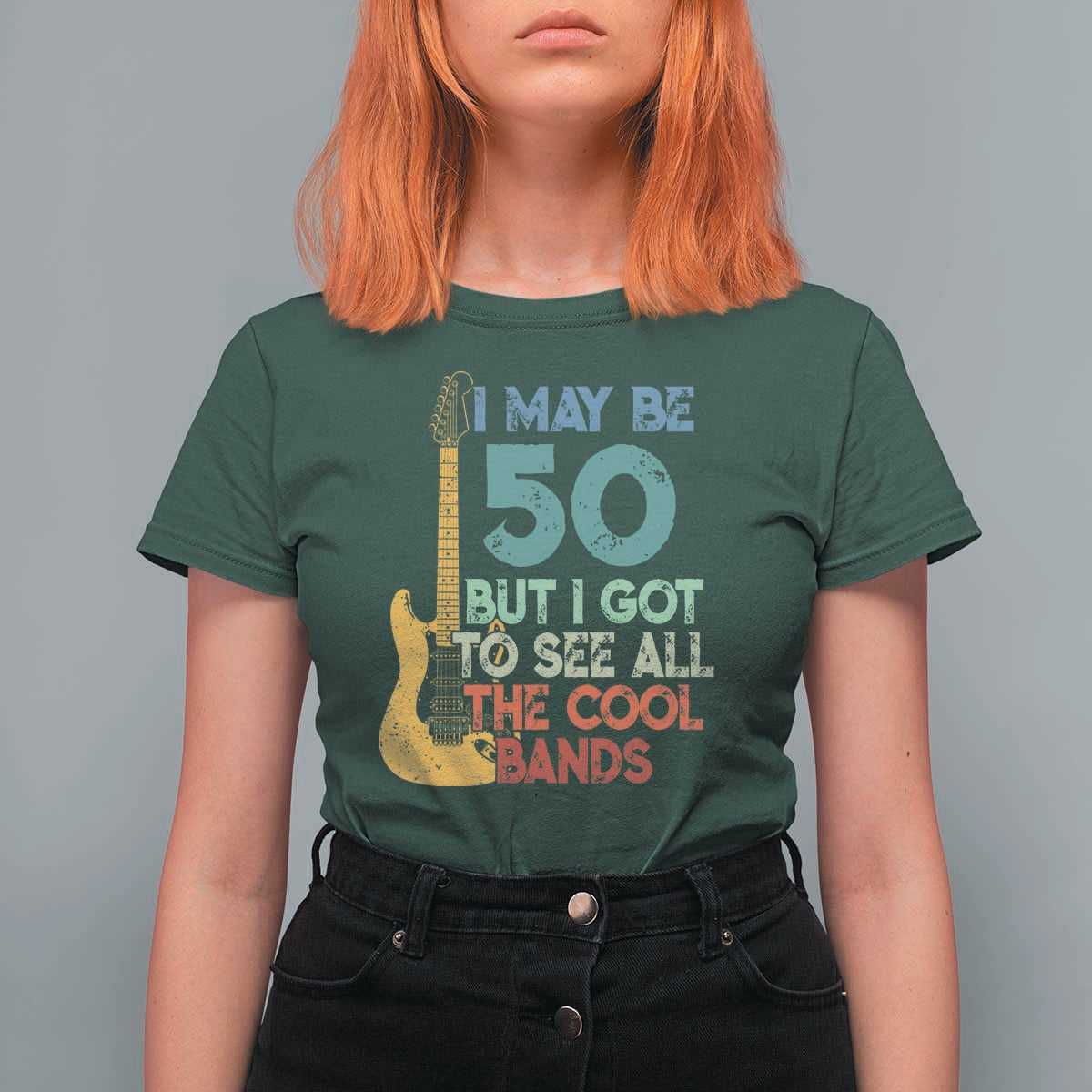 Funny 50th Birthday 80s Rock Lover T Shirt For Women I May Be 50 But I Got To See All The Cool Bands