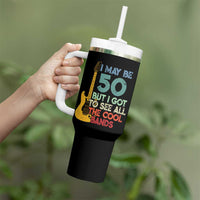 Funny 50th Birthday 80s Rock Lover Tumbler With Handle I May Be 50 But I Got To See All The Cool Bands