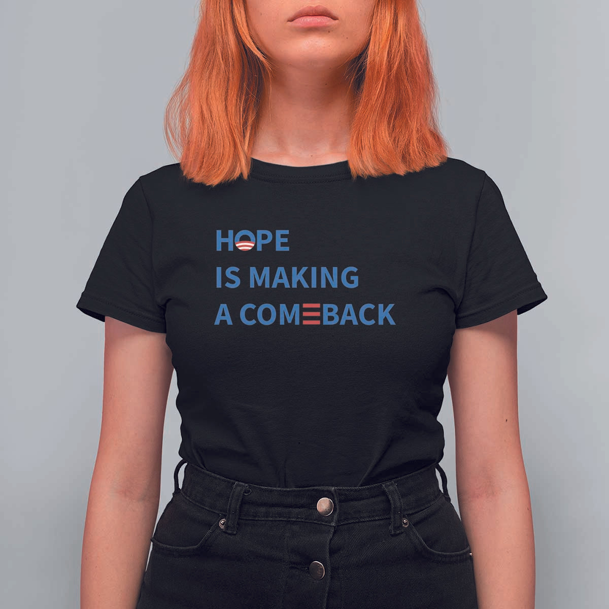 Harris Walz Supporter T Shirt For Women Hope Is Making A Comeback American Flag - Wonder Print Shop