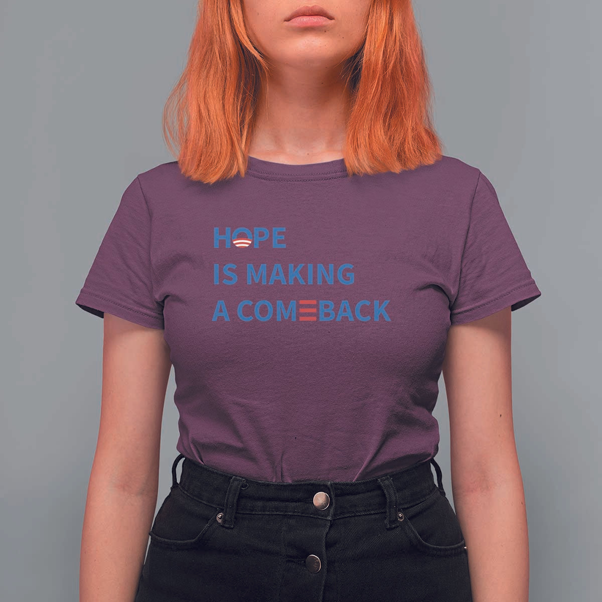 Harris Walz Supporter T Shirt For Women Hope Is Making A Comeback American Flag - Wonder Print Shop