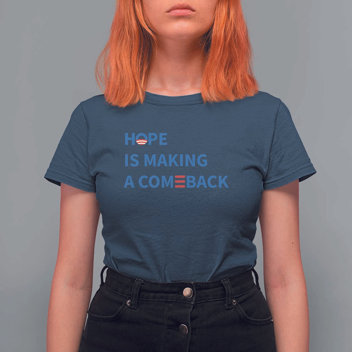 Harris Walz Supporter T Shirt For Women Hope Is Making A Comeback American Flag - Wonder Print Shop