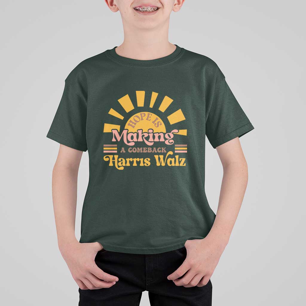 Harris Walz 2024 T Shirt For Kid Hope Is Making A Comeback Retro Sunshine - Wonder Print Shop