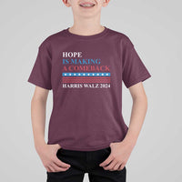 Harris Walz 2024 T Shirt For Kid Hope Is Making A Comeback American Flag - Wonder Print Shop