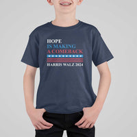 Harris Walz 2024 T Shirt For Kid Hope Is Making A Comeback American Flag - Wonder Print Shop