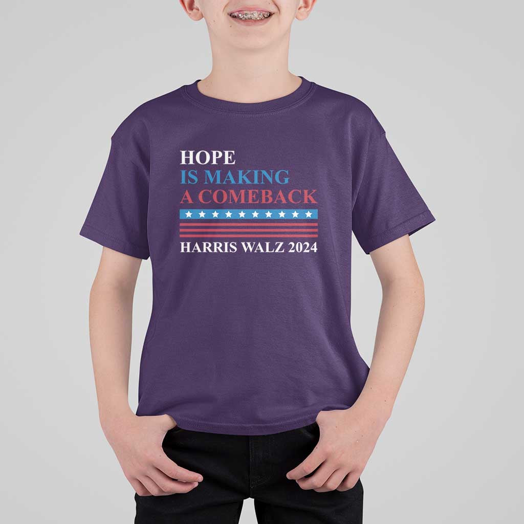 Harris Walz 2024 T Shirt For Kid Hope Is Making A Comeback American Flag - Wonder Print Shop