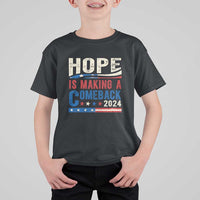 Harris Walz Supporter T Shirt For Kid Hope Is Making A Comeback 2024 American Flag Star - Wonder Print Shop