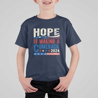 Harris Walz Supporter T Shirt For Kid Hope Is Making A Comeback 2024 American Flag Star - Wonder Print Shop