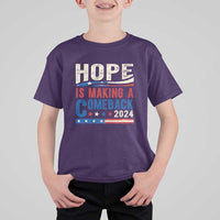 Harris Walz Supporter T Shirt For Kid Hope Is Making A Comeback 2024 American Flag Star - Wonder Print Shop