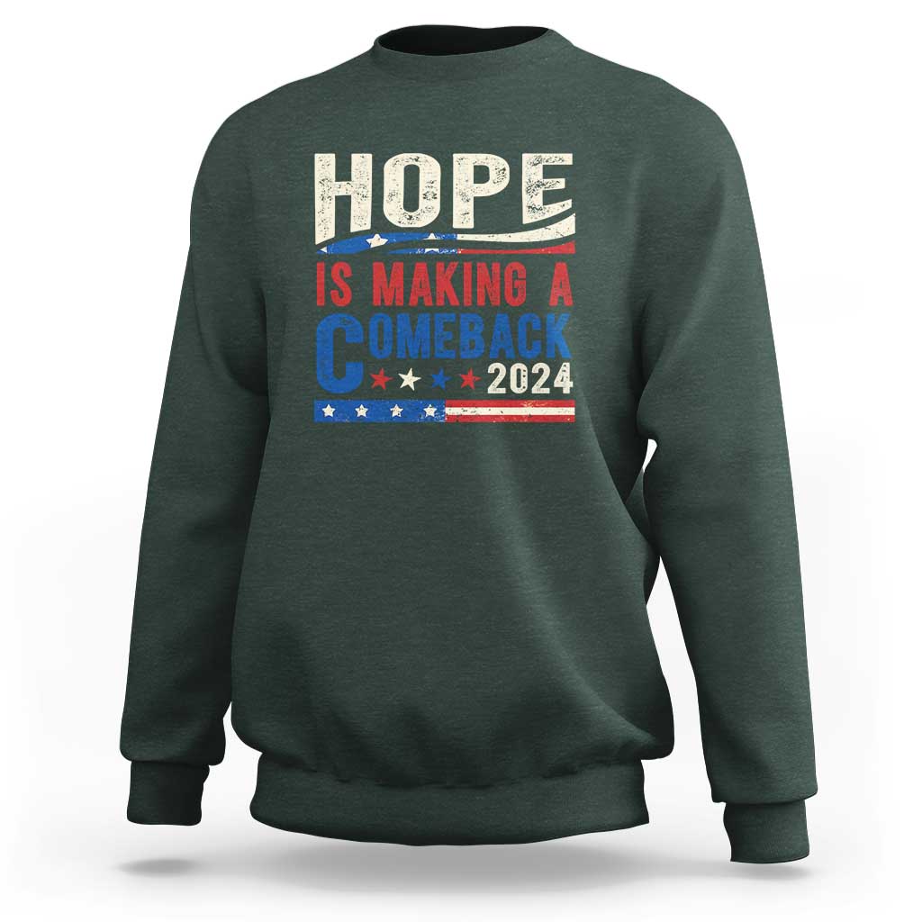Harris Walz Supporter Sweatshirt Hope Is Making A Comeback 2024 American Flag Star - Wonder Print Shop