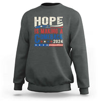 Harris Walz Supporter Sweatshirt Hope Is Making A Comeback 2024 American Flag Star - Wonder Print Shop