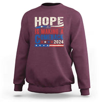 Harris Walz Supporter Sweatshirt Hope Is Making A Comeback 2024 American Flag Star - Wonder Print Shop