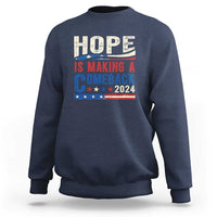 Harris Walz Supporter Sweatshirt Hope Is Making A Comeback 2024 American Flag Star - Wonder Print Shop
