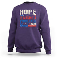 Harris Walz Supporter Sweatshirt Hope Is Making A Comeback 2024 American Flag Star - Wonder Print Shop