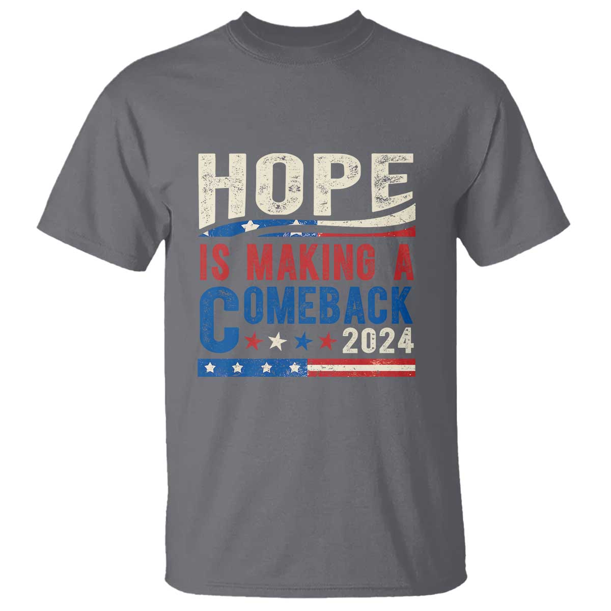 Harris Walz Supporter T Shirt Hope Is Making A Comeback 2024 American Flag Star - Wonder Print Shop