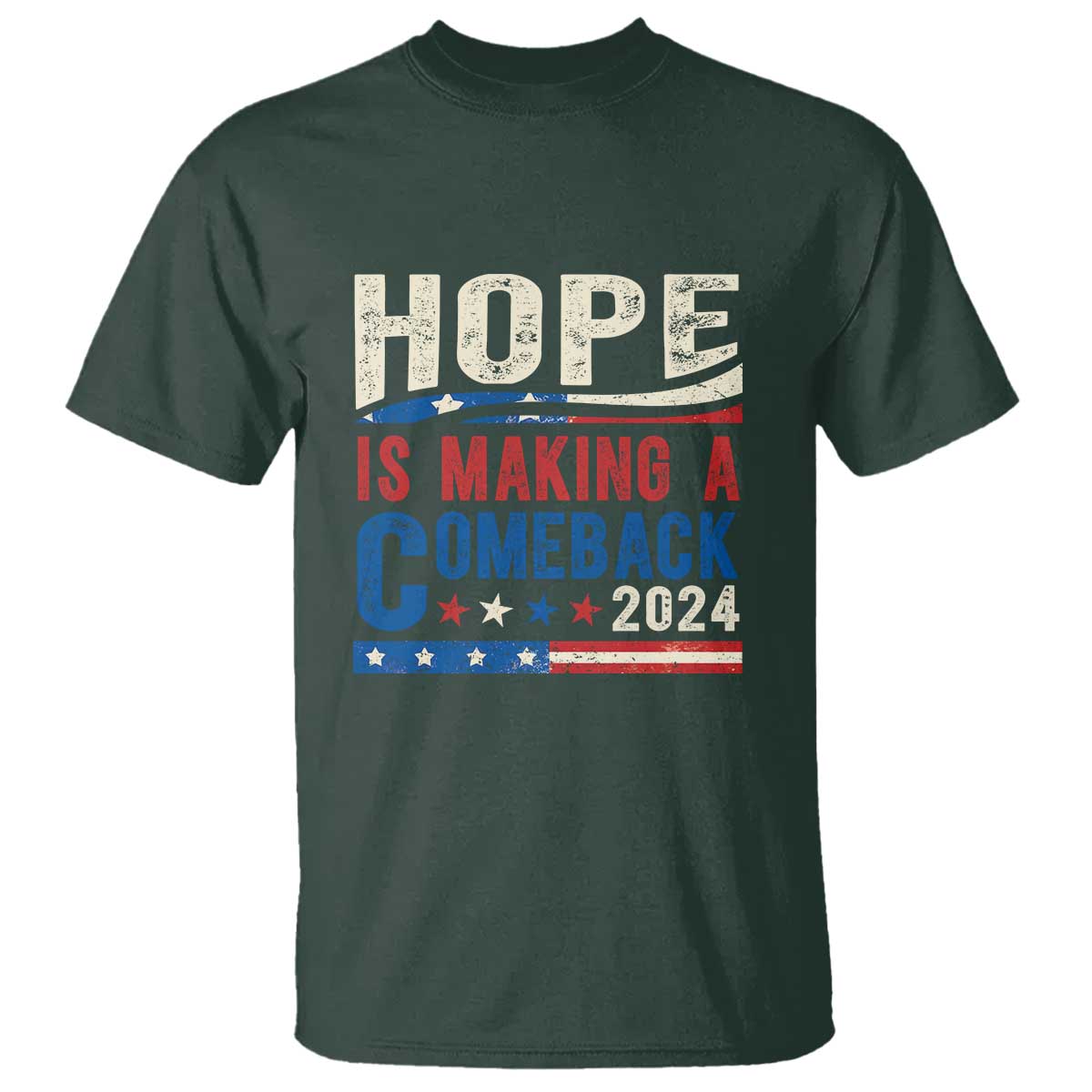 Harris Walz Supporter T Shirt Hope Is Making A Comeback 2024 American Flag Star - Wonder Print Shop