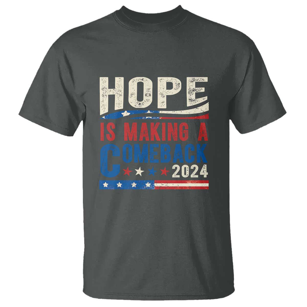 Harris Walz Supporter T Shirt Hope Is Making A Comeback 2024 American Flag Star - Wonder Print Shop