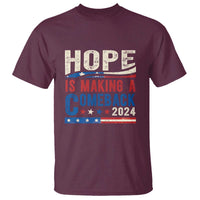 Harris Walz Supporter T Shirt Hope Is Making A Comeback 2024 American Flag Star - Wonder Print Shop