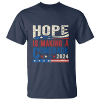 Harris Walz Supporter T Shirt Hope Is Making A Comeback 2024 American Flag Star - Wonder Print Shop
