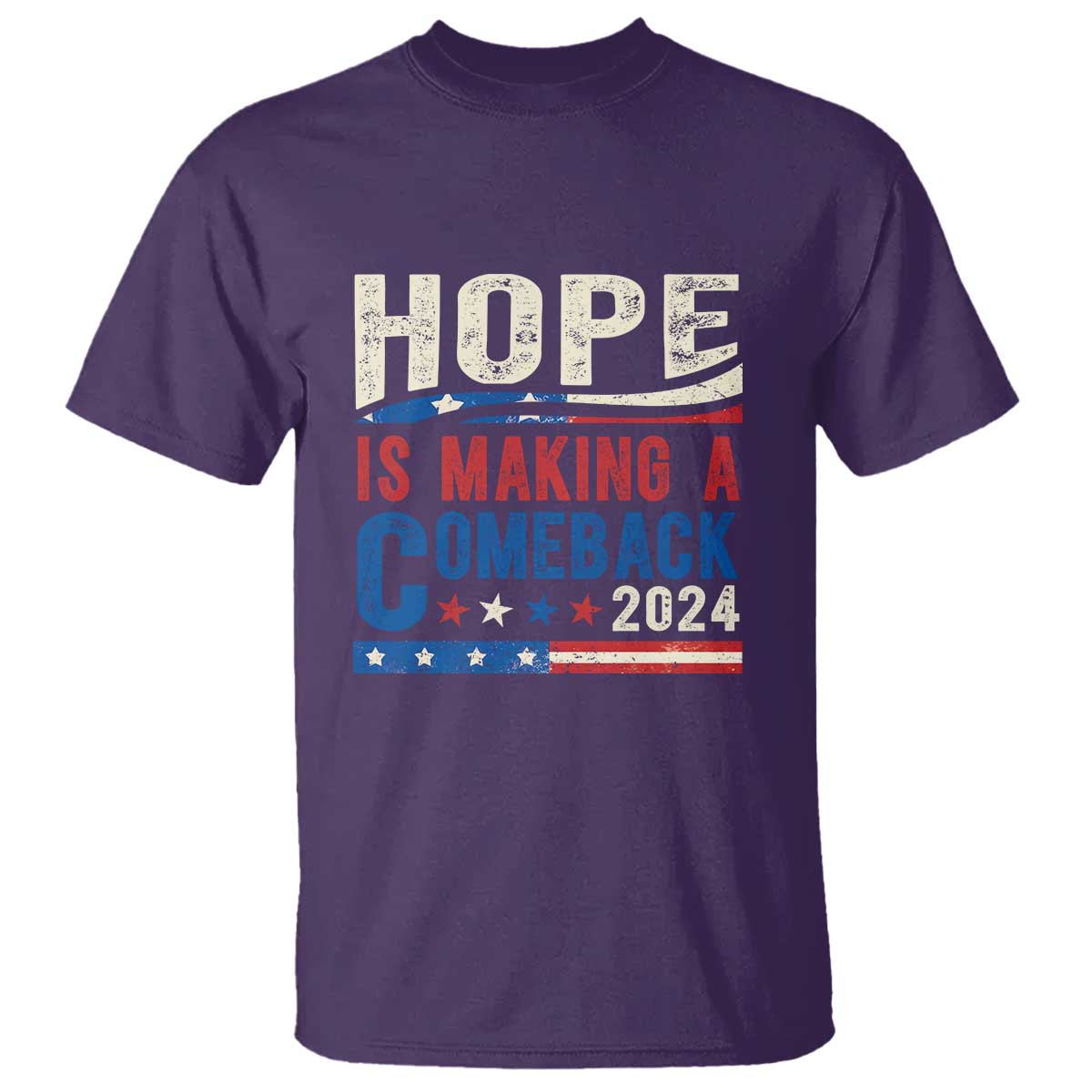Harris Walz Supporter T Shirt Hope Is Making A Comeback 2024 American Flag Star - Wonder Print Shop