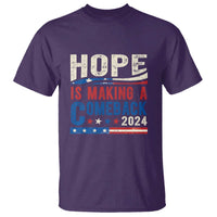 Harris Walz Supporter T Shirt Hope Is Making A Comeback 2024 American Flag Star - Wonder Print Shop