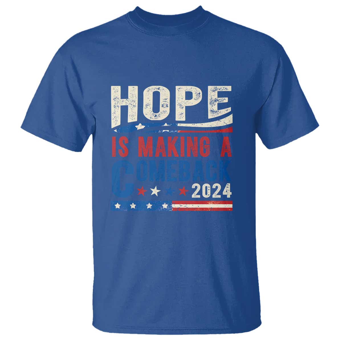 Harris Walz Supporter T Shirt Hope Is Making A Comeback 2024 American Flag Star - Wonder Print Shop