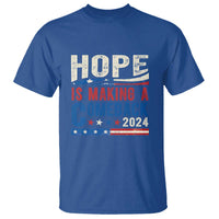 Harris Walz Supporter T Shirt Hope Is Making A Comeback 2024 American Flag Star - Wonder Print Shop