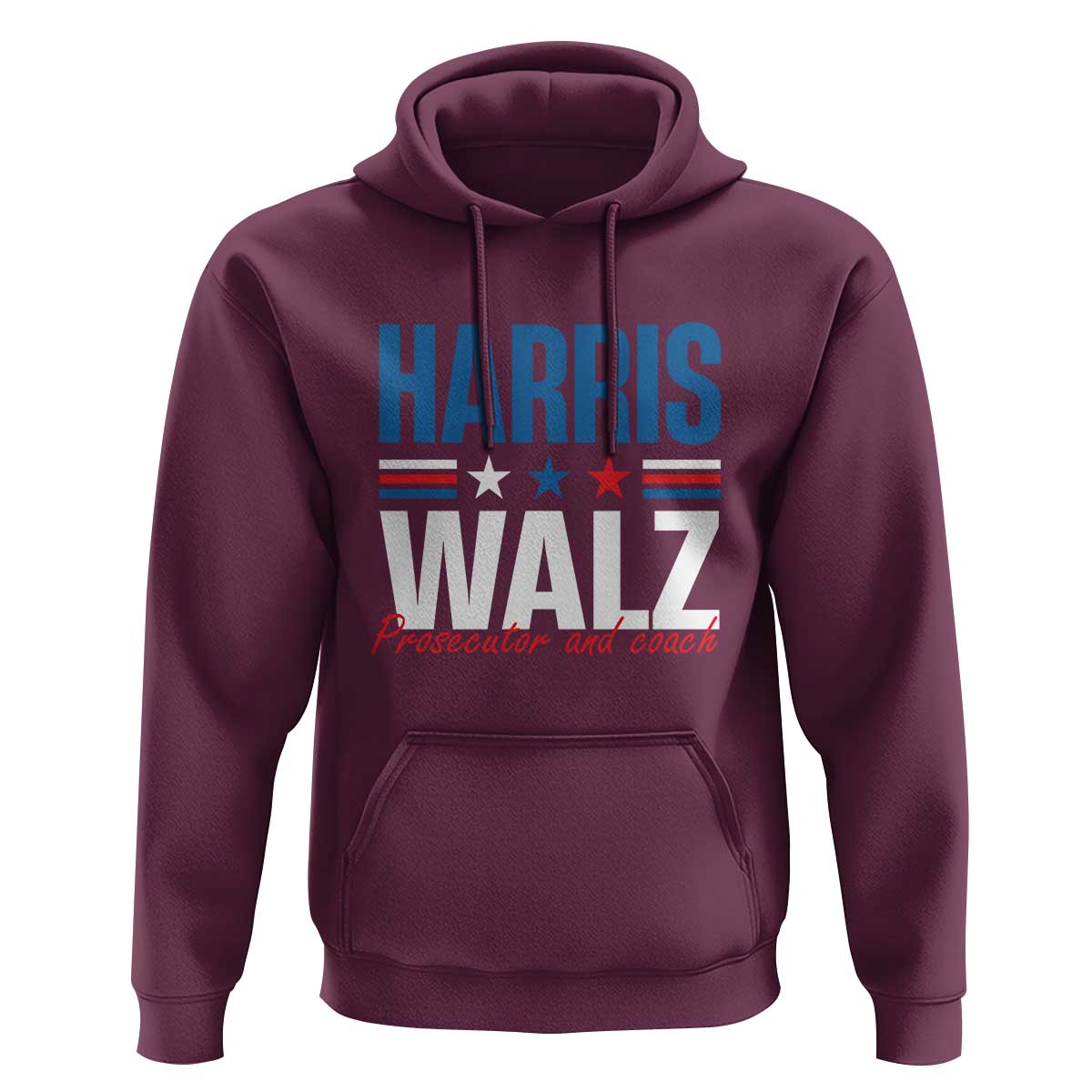 Harris Walz Supporter Hoodie Prosecutor And Coach Star US Elections 2024 - Wonder Print Shop